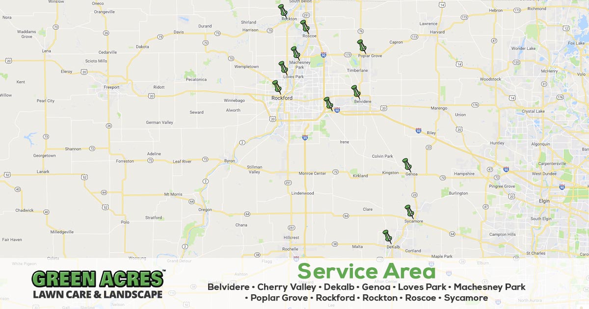 Service area for Green Acres Lawn Care & Landscaping Group in Illinois